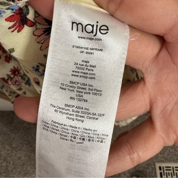 Maje Cream and Floral Midi Dress Size 1 - Picture 9 of 13